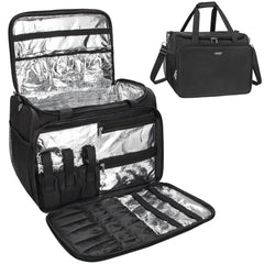 MONSTINA hairdressing bag front view shows organized storage for on-location setups