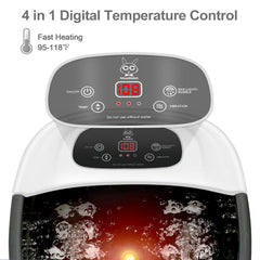 MoodRelish foot spa temperature control demonstrates precise warm water for comfort.