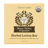 Moon Valley Moon Melt Bar coconut-lemon packaging highlighting moisture benefits