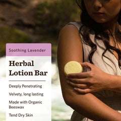 Moon Valley Organics Moon Melt Bar lavender texture close-up with beeswax melt into skin