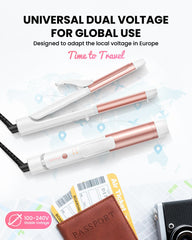 Mooqlizz Dual Voltage Curling Iron heat settings enable customized styling for fine to thick hair.