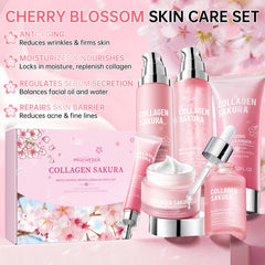 Mopayzer Collagen Sakura contents laid out highlight cleanser and serum for refreshed skin.