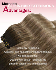 Moresoo clip-in extensions Balayage color adds soft, sun-kissed dimension.