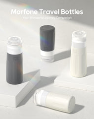 Morfone leakproof travel containers with three-layer cap design prevent leaks during transit.