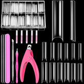 MORGLES clear tapered square nail tips box open for at-home acrylic projects.