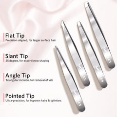 MORGLES slant tweezers offer versatile angles for hard-to-reach areas.