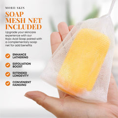 MORII SKIN turmeric kojic-acid soap packaging highlights premium formula for even-toned skin