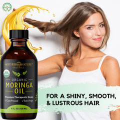 Close-up of Moringa Seed Oil texture reveals lightweight, fast-absorbing facial oil.