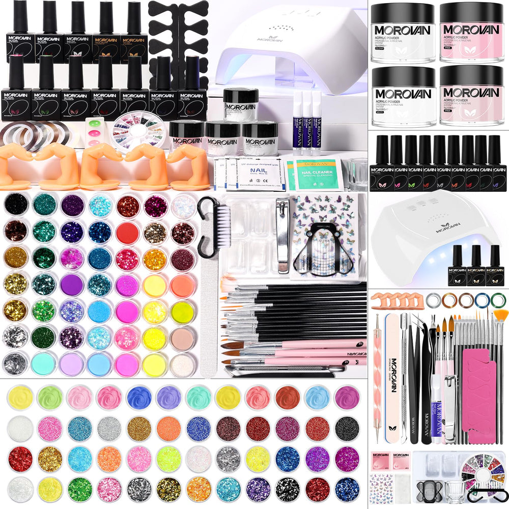 Morovan acrylic nail kit beginners pack for at-home manicures.
