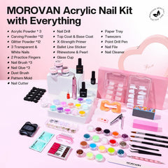 Morovan acrylic nail kit drill in action for smooth removal and shaping.