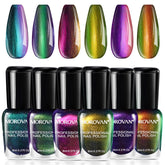 Morovan fingernail polish set – six chrome shades for bold shimmer looks.