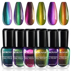 Morovan fingernail polish set – six chrome shades for bold shimmer looks.