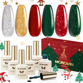 Morovan gel nail polish set bottles display six festive colors for at-home salon-quality nails