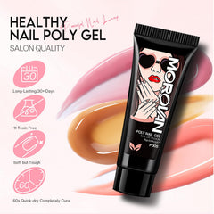 Morovan Poly Gel Nail Kit color palette shows six shades and gradients