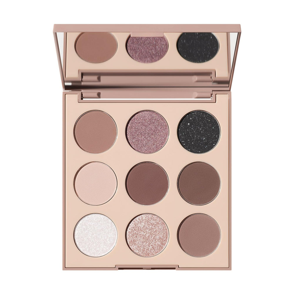 Morphe 9M Midnight Dune palette close-up highlighting versatile cool-toned shades