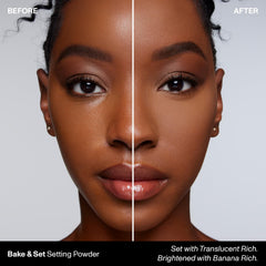 Morphe Bake and Set powder brush application demonstrates lightweight coverage and shine control