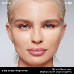 Morphe Bake & Set powder provides soft natural finish and pore smoothing.