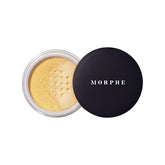 Morphe Bake and Set powder tin closeup showing a soft natural finish and pore smoothing