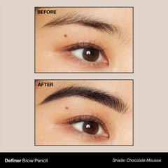 Morphe Definer spoolie blends brow color for a natural finish.