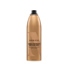 Morphe Jumbo Continuous Prep & Set Face Mist spray-action demonstrates even, controlled delivery.