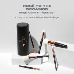 Morphe Rose Away eye brushes shown for precise eyeshadow and blending.