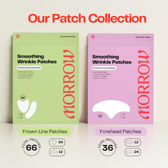 Morrow peptide forehead patches on face demonstrates noninvasive wrinkle smoothing overnight use