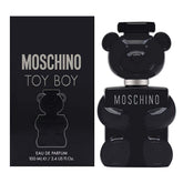 Moschino Toy Boy for Men bottle front—bold spicy-woody scent for daily wear.