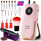 Moskany nail drill kit pink—cordless operation for on-the-go manicures and pedicures.