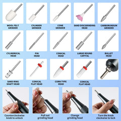 MOSKANY nail drill on tripod stand for stable, hands-free operation.