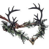 MOSTORY Light Up Elf Crown close-up of black antler detailing for a festival-ready gothic woodland look.