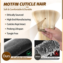 MOTFIN clip-in extensions heat-styling compatible up to 250°F