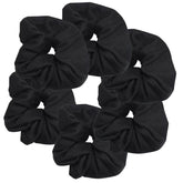 Motique Accessories 6-pack large solid scrunchies in black pack offer secure daily hold
