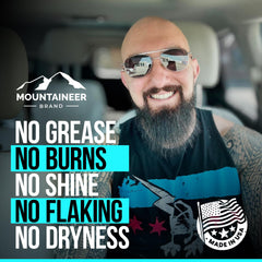 West Virginia backdrop with Mountaineer Brand for daily bald head care