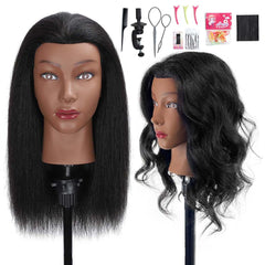 MQHIHI mannequin head 16-inch realistic human hair for braiding practice.