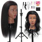 MQHIHI 18-inch mannequin head with tripod for stable braiding practice