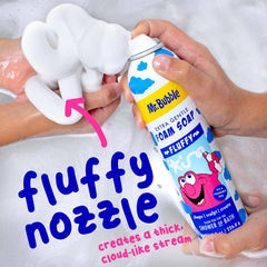 Mr. Bubble fragrance-free foam lather visible for soft, kid-friendly cleansing experiences.