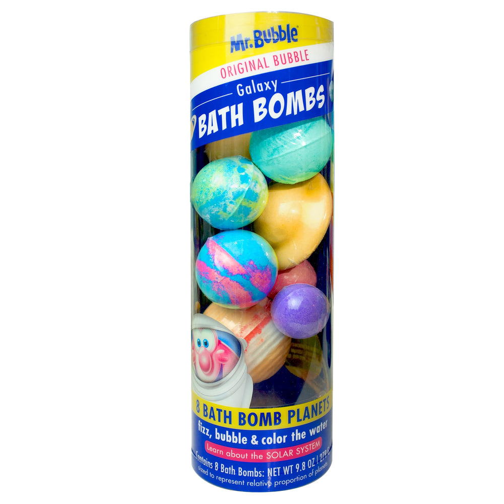 Mr. Bubble Galaxy Bath Bomb Mercury creates vibrant fizz for a space-themed bath.