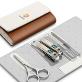 MR.GREEN Colorful Manicure Set in brown fashion case for organized at-home grooming