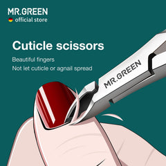 MR.GREEN Cuticle Nippers ergonomic handle for comfortable, controlled trims.