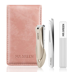MR.GREEN nail clipper set pink travel case closeup highlighting compact grooming on the go