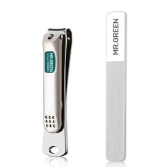 MR.GREEN Nail Clippers curved blades close-up showing precision trimming and control.