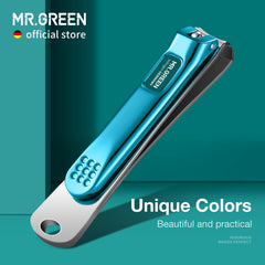 MR.GREEN nail clippers in hand demonstrate ergonomic grip for comfortable trimming.