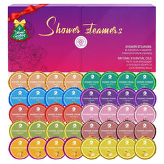 MR MIRYE 40-pack shower steamers box offering spa-like shower moments.