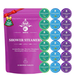 MR MIRYE shower steamers eucalyptus 18-pack packaging for refreshing aromatic mornings
