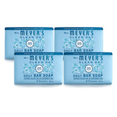 Mrs. Meyer's Clean Day bar soap hand-lather close-up for gentle cleansing.