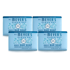 Mrs. Meyer's Clean Day bar soap hand-lather close-up for gentle cleansing.
