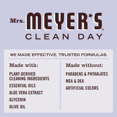 Mrs. Meyer's lavender foaming hand soap texture demonstrating aloe vera and olive oil moisture.