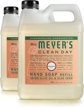 Mrs. Meyer's Clean Day hand soap refill 2-pack close-up showing rosy geranium scent