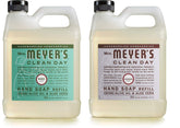 Mrs. Meyer's Clean Day Lavender + Basil refill bottle front view highlights a gentle, non-drying formula