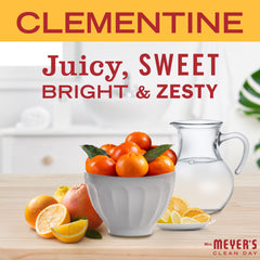 Mrs. Meyer's Clean Day Clementine bottle highlights aloe vera and oils for soothing care.